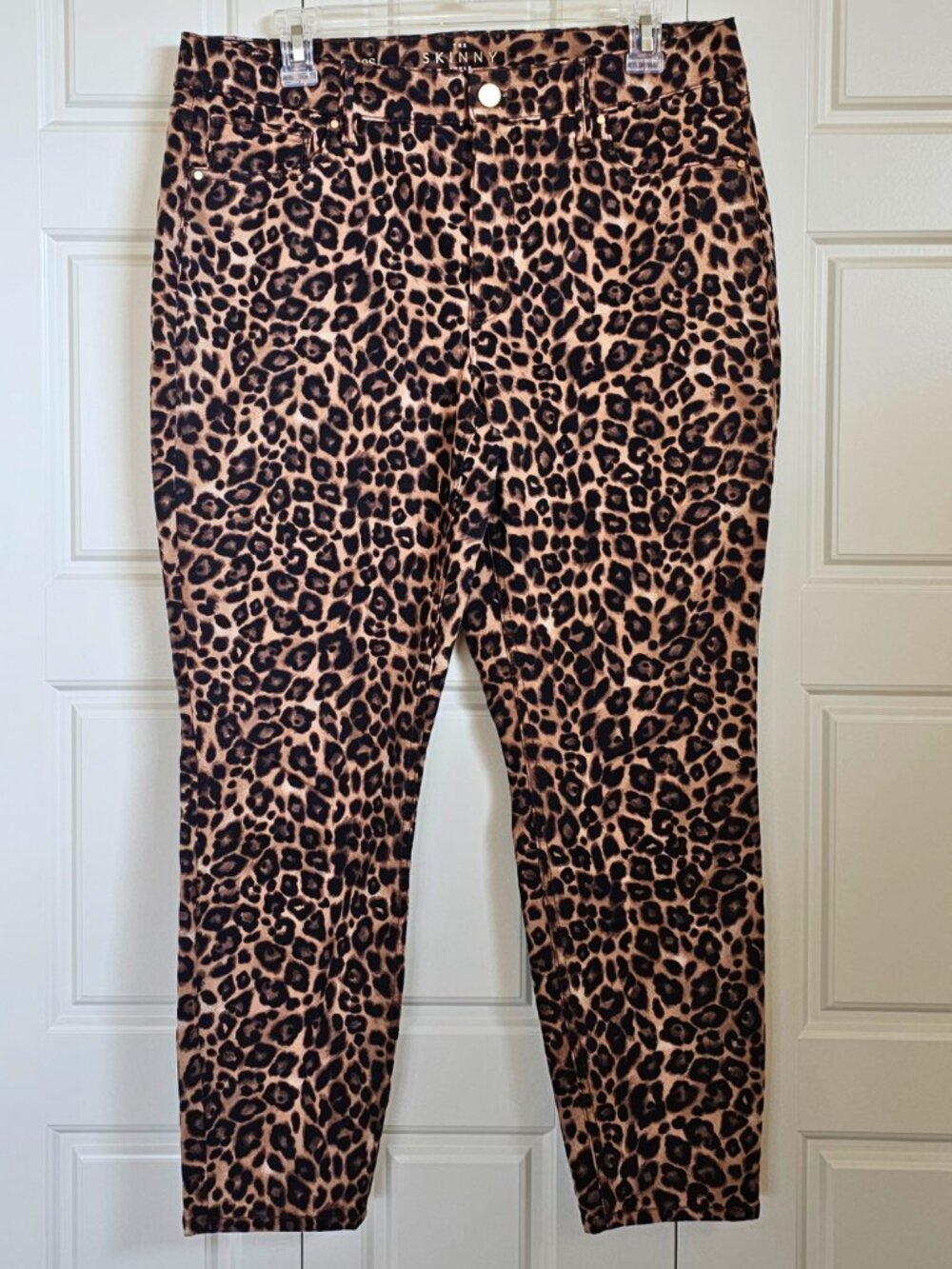 WHBM The Skinny Leopard Print Jeans Womens 10 Short Mid Rise Ankle Stretch